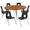 Flash Furniture 47.5" Circle Wave Oak Table Set-18" Stack Chairs XU-GRP-18CH-A48-HCIRC-OAK-T-A-GG - alternate 2